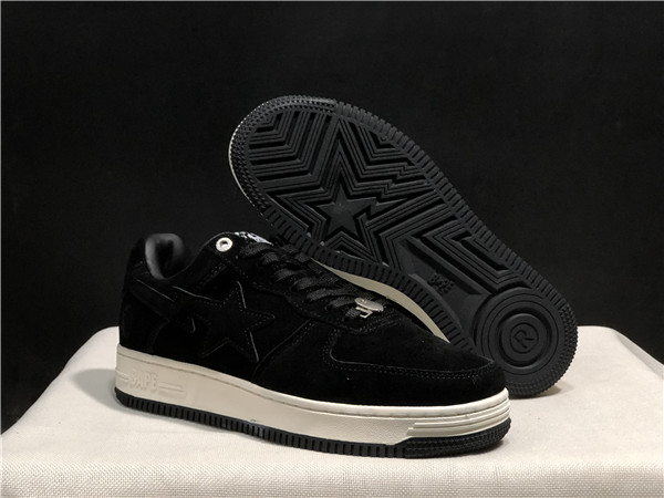 Men's Bape Sta Low Top Leather Black Shoes 016
